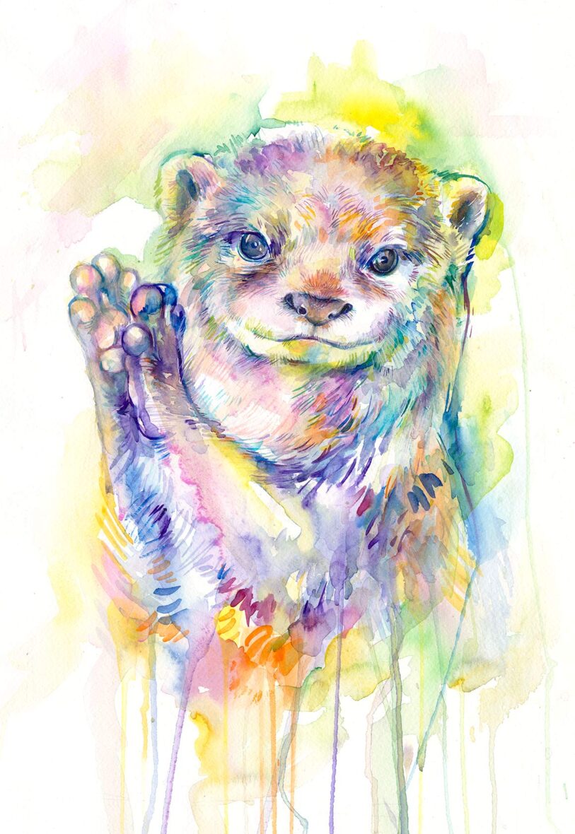 Otter Watercolor Painting Print