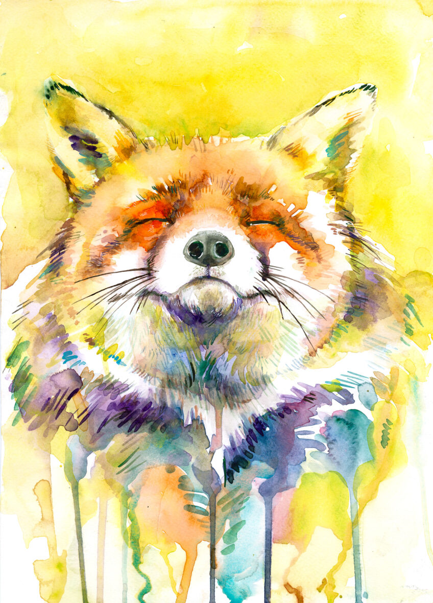 Fox Watercolor Painting Print