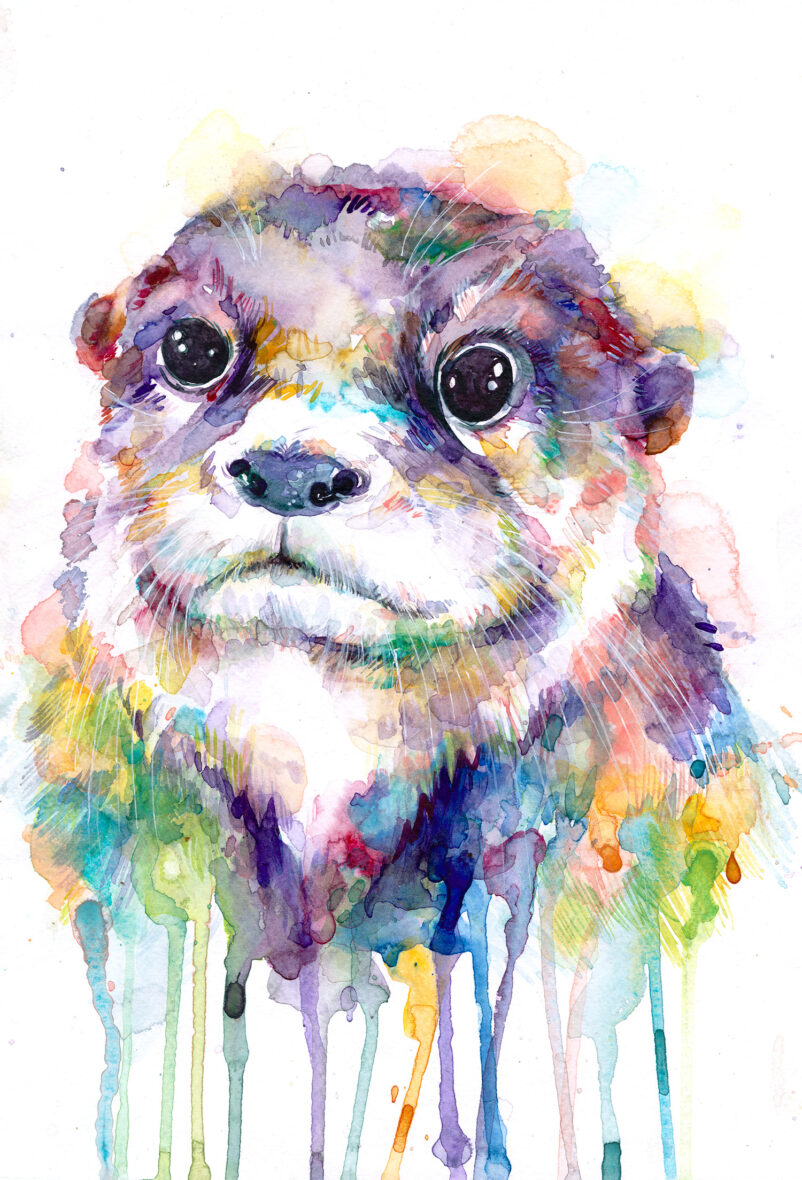 Cute Otter Watercolor Painting