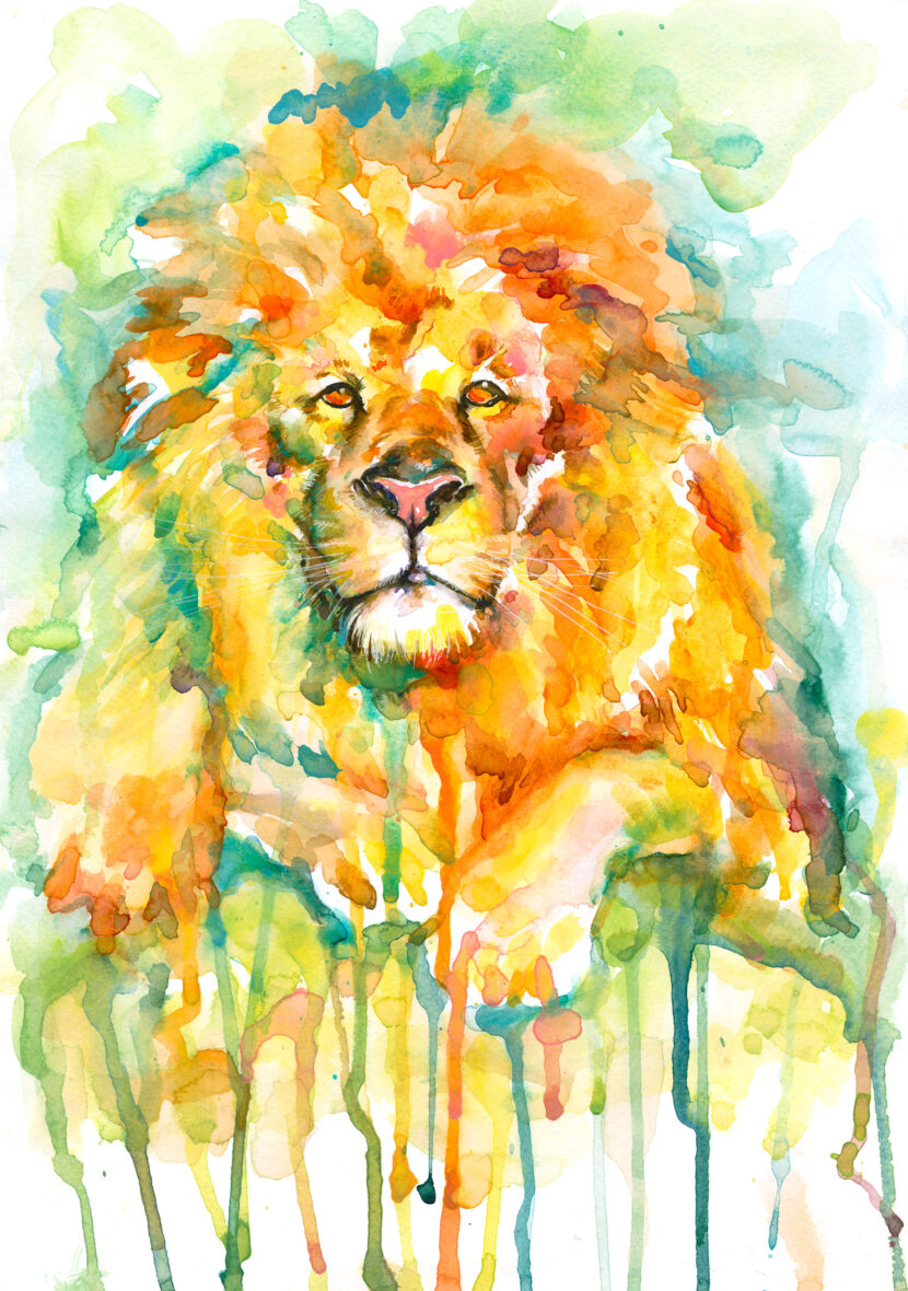 Lion Watercolor Painting Print