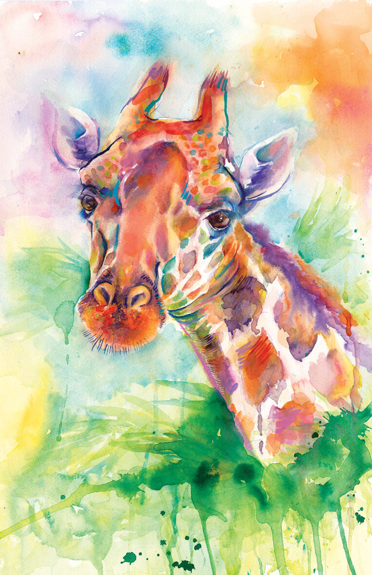 Giraffe Watercolor Painting Print