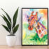 Giraffe Watercolor Painting Print